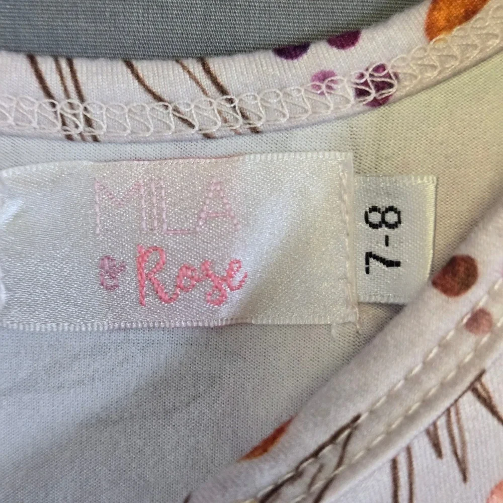 Mila & Rose Girls Floral Long Sleeve Pocket Dress Pink Purple 7-8  Cottagecore